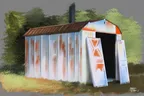 painting study of a yard in a shack thumbnail