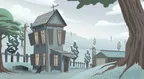 House on a snowy mountain (cartoon stylized painting) thumbnail