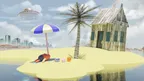 Cute monster chilling at the beach thumbnail